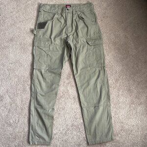 Wrangler Pants Mens 34x34 Brown Workwear Cargo Straight Leg Construction Hiking